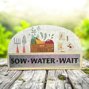 Garden Decor Sign with Fresh Produce Design NEW tabletop decoration Spring